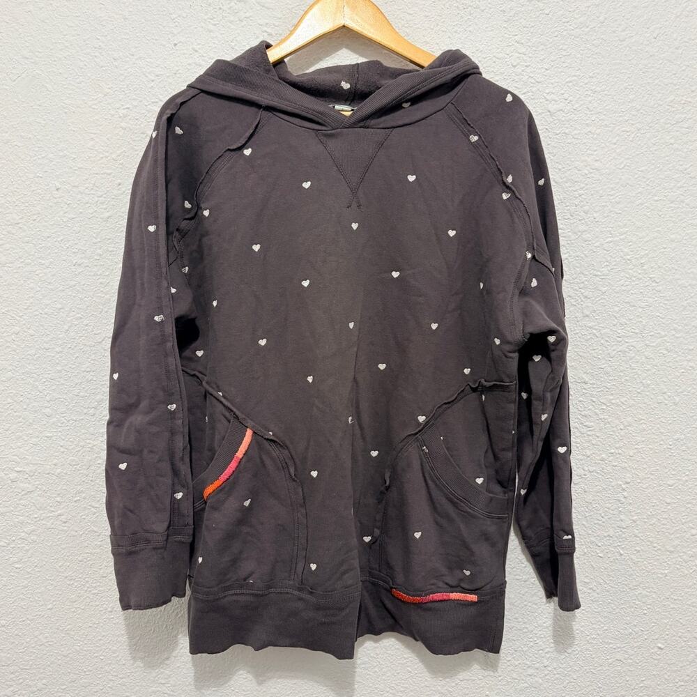 Sundance Heart to Heart Hoodie Terry Knit Oversized Boho Sweatshirt Embroidered
